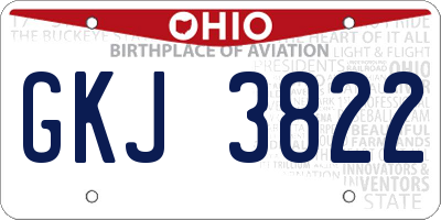 OH license plate GKJ3822