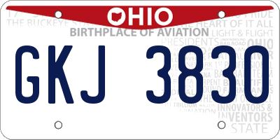 OH license plate GKJ3830