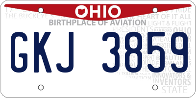 OH license plate GKJ3859