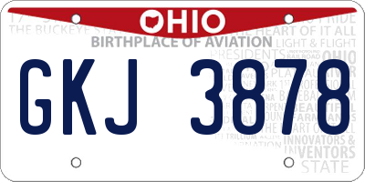 OH license plate GKJ3878