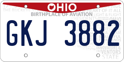 OH license plate GKJ3882