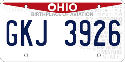 OH license plate GKJ3926