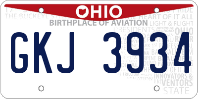 OH license plate GKJ3934