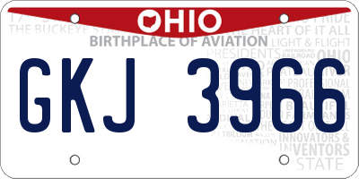 OH license plate GKJ3966