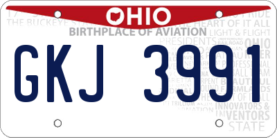 OH license plate GKJ3991
