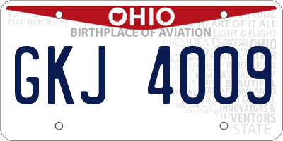 OH license plate GKJ4009