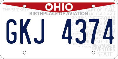 OH license plate GKJ4374
