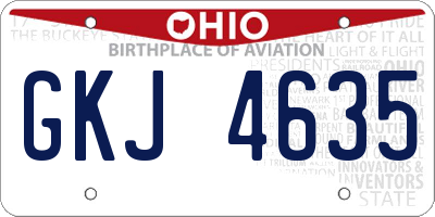 OH license plate GKJ4635