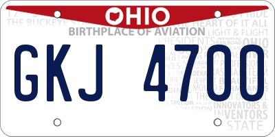 OH license plate GKJ4700