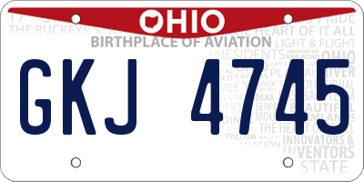 OH license plate GKJ4745