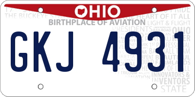 OH license plate GKJ4931