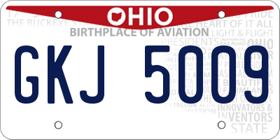 OH license plate GKJ5009