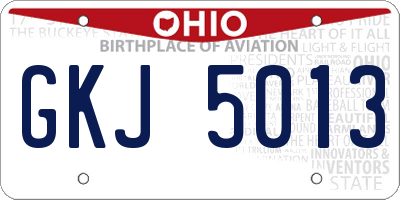 OH license plate GKJ5013