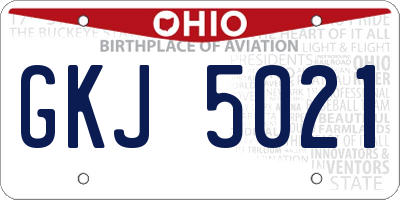 OH license plate GKJ5021