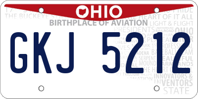 OH license plate GKJ5212