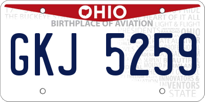 OH license plate GKJ5259