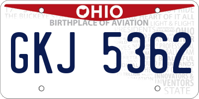 OH license plate GKJ5362