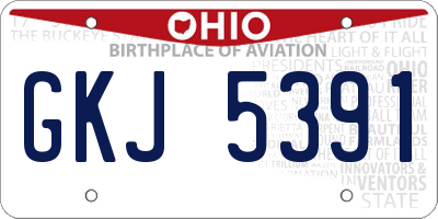 OH license plate GKJ5391