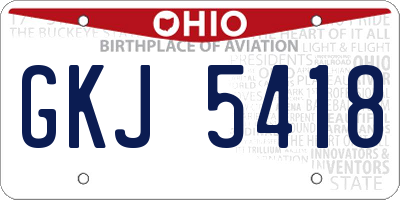 OH license plate GKJ5418