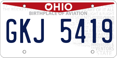 OH license plate GKJ5419