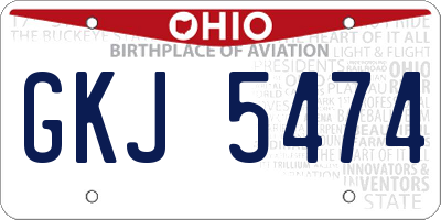 OH license plate GKJ5474