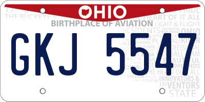 OH license plate GKJ5547