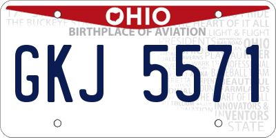 OH license plate GKJ5571