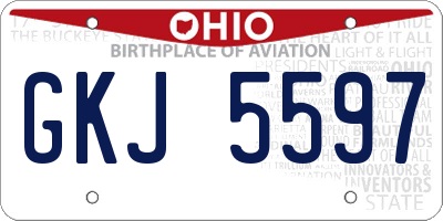 OH license plate GKJ5597