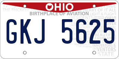 OH license plate GKJ5625