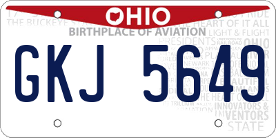 OH license plate GKJ5649