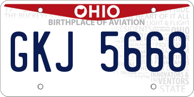 OH license plate GKJ5668