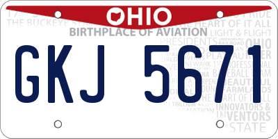 OH license plate GKJ5671