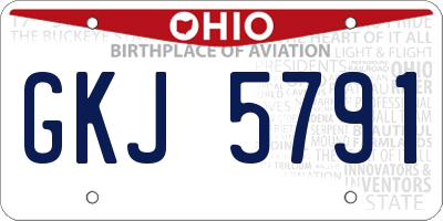 OH license plate GKJ5791