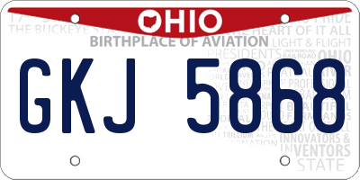 OH license plate GKJ5868