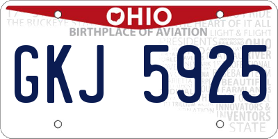 OH license plate GKJ5925