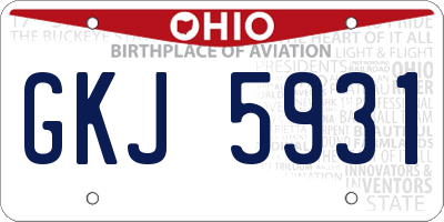 OH license plate GKJ5931