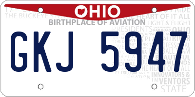OH license plate GKJ5947
