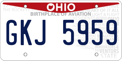 OH license plate GKJ5959