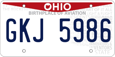 OH license plate GKJ5986