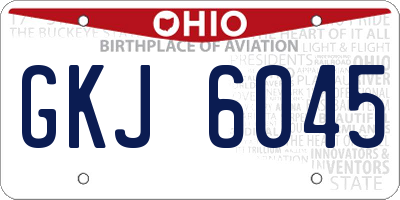 OH license plate GKJ6045