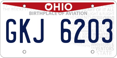 OH license plate GKJ6203