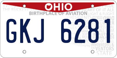OH license plate GKJ6281