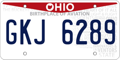 OH license plate GKJ6289