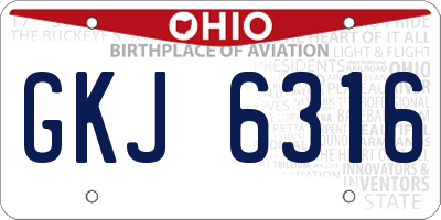 OH license plate GKJ6316