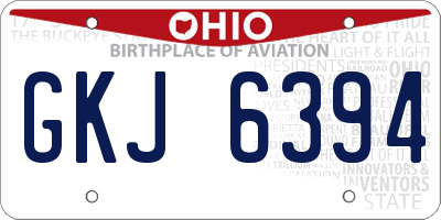 OH license plate GKJ6394