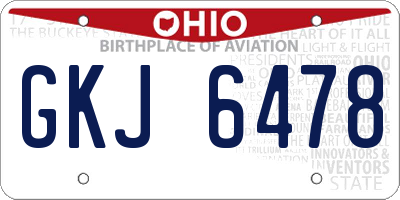 OH license plate GKJ6478