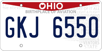 OH license plate GKJ6550