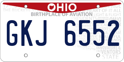 OH license plate GKJ6552