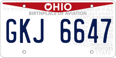 OH license plate GKJ6647