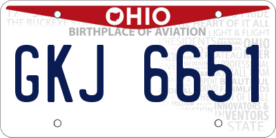 OH license plate GKJ6651